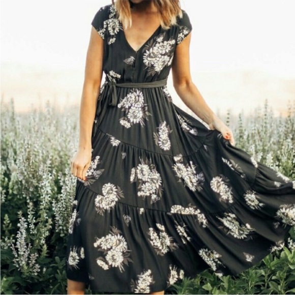 Free People All I Got Tiered Ruffle Floral Maxi Dress Women’s Size 4 - Picture 2 of 16